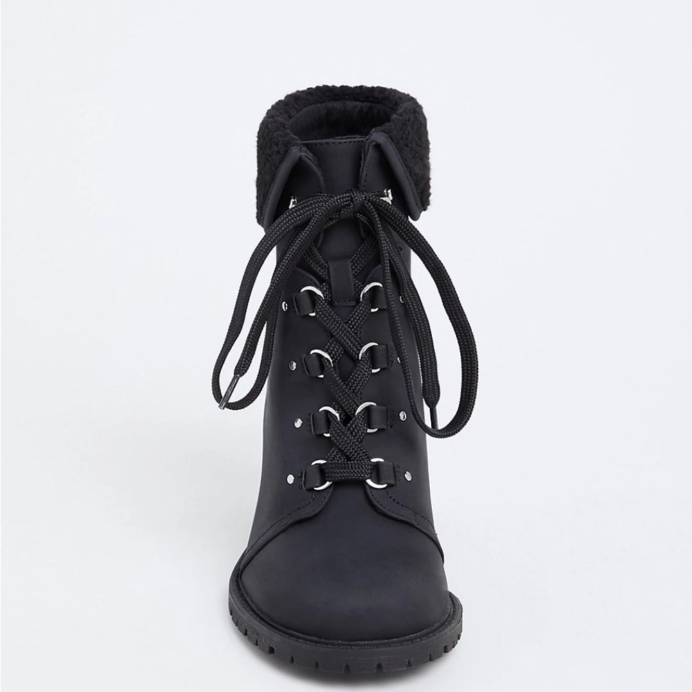 TORRID Black Faux Suede & Faux Shearling Foldover
